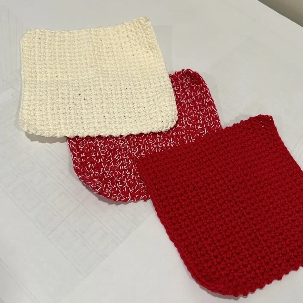 Hand Crocheted Washcloth/Dishcloth - Set of 3